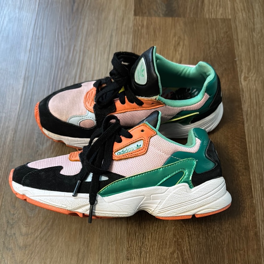 Adidas Pink and Green Sneakers with Chunky Sole